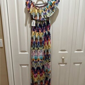 Abstract Multicolor Maxi Dress